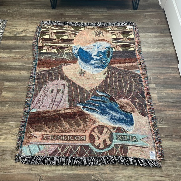 Vintage A-Rod New York Yankees Woven Throw Tapestry Blanket, Great Condition - Picture 5 of 6